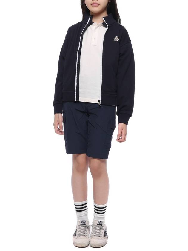 Kids Logo Patch Cotton Zip-Up Jacket Navy - MONCLER - BALAAN 4