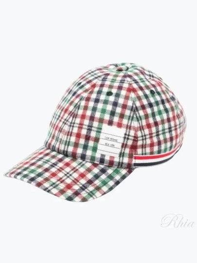 Logo Patch Stripe Check Wool Ball Cap - THOM BROWNE - BALAAN 2