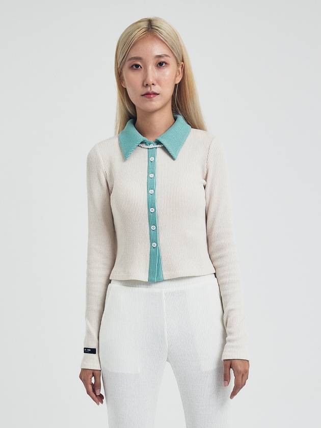 Collar Contrast Cardigan Ivory - SAY-_YEON - BALAAN 2