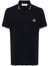 Stretch Cotton Pique Short Sleeve Polo Shirt Navy - STONE ISLAND - BALAAN 2