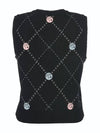 Flee diamond pattern knit vest MK3SV020BLK - P_LABEL - BALAAN 3