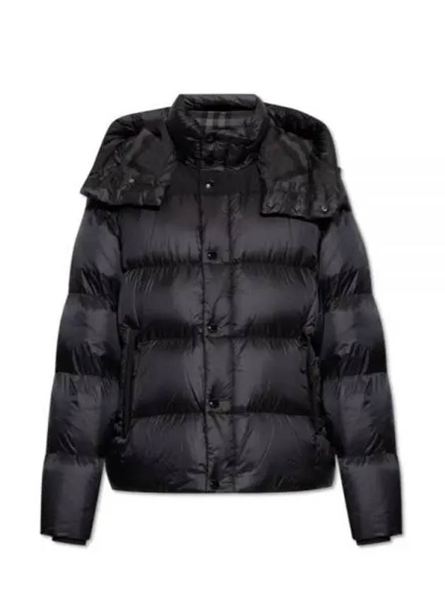 Logo Patch Hooded Down Padding Black - BURBERRY - BALAAN 2