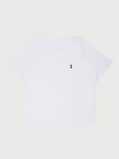 MVR Logo Wide U-Neck Short Sleeve T-Shirt White - MAVRK - BALAAN 1