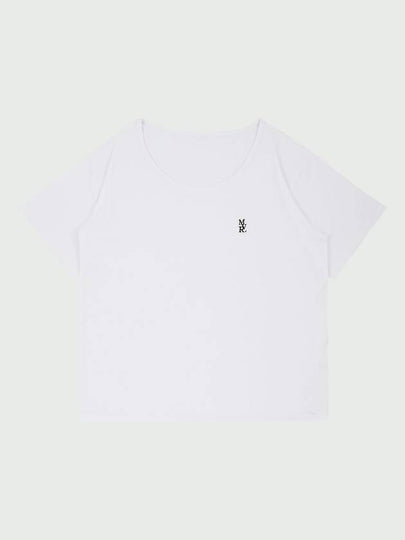 MVR Logo Wide U-Neck Short Sleeve T-Shirt White - MAVRK - BALAAN 2