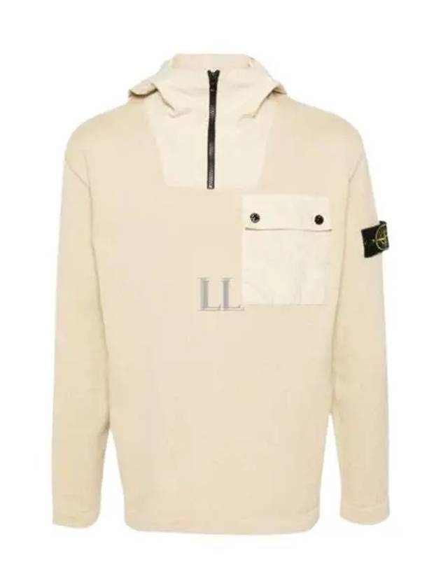 Compass Badge Half Zip-up Cotton Hoodie Ecru - STONE ISLAND - BALAAN 2