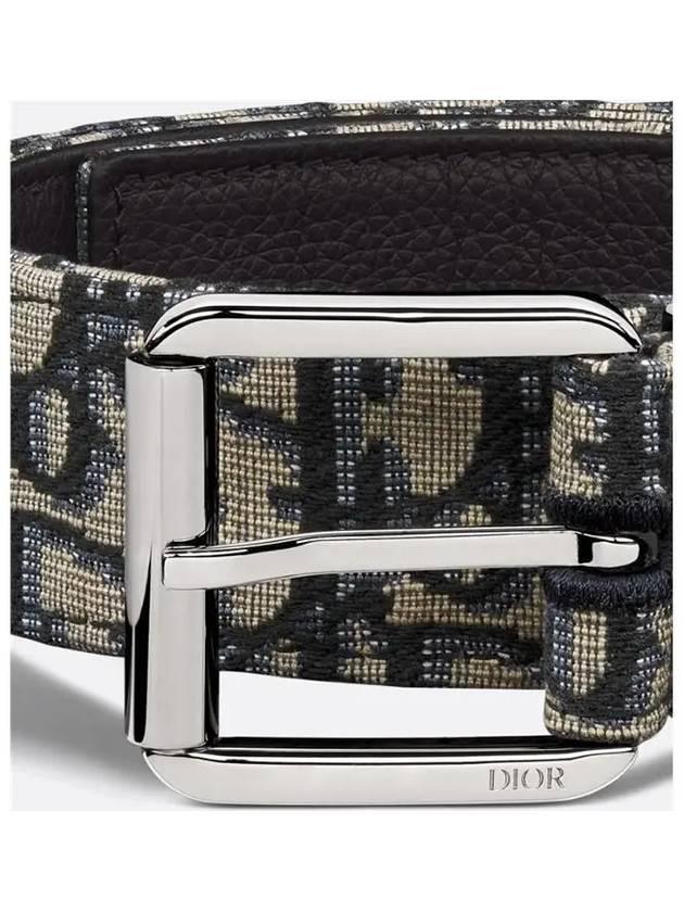 Logo Jacquard Leather Belt Black Beige - DIOR - BALAAN 5