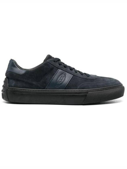 Embossing Logo Suede Low Top Sneakers Navy - TOD'S - BALAAN 2