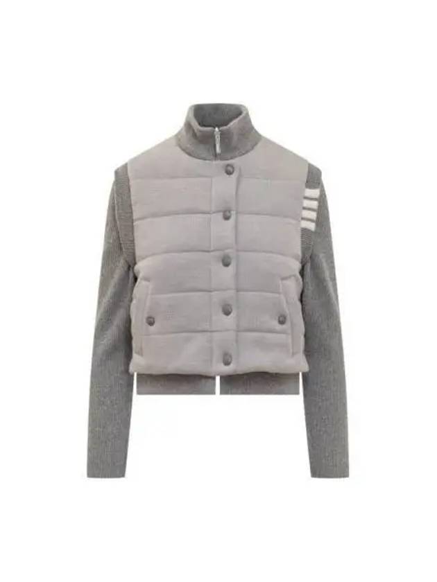 Fine Merino Reversible Wool Down Zip-Up Jacket Grey - THOM BROWNE - BALAAN 2