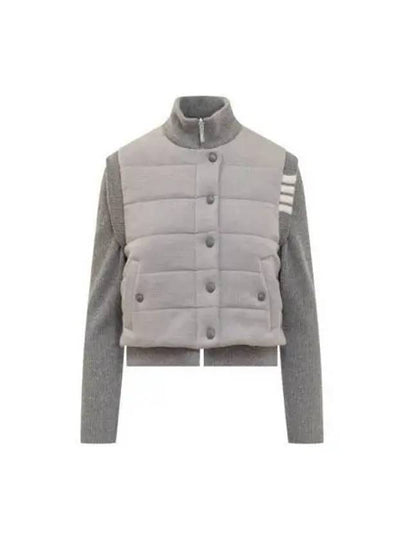 Fine Merino Reversible Wool Down Zip-Up Jacket Grey - THOM BROWNE - BALAAN 2