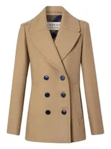 Wool Cashmere Double Coat Camel - BURBERRY - BALAAN 1