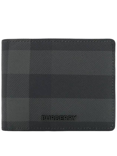 Check Polyurethane Bifold Wallet Black - BURBERRY - BALAAN 2