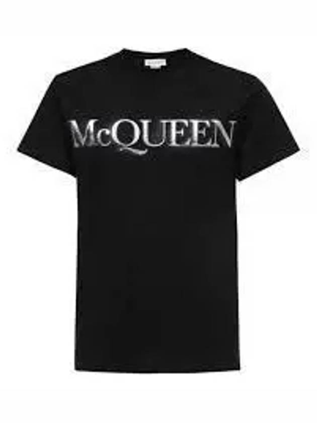 Spray Foil Print Short Sleeve T-Shirt Black - ALEXANDER MCQUEEN - BALAAN 2