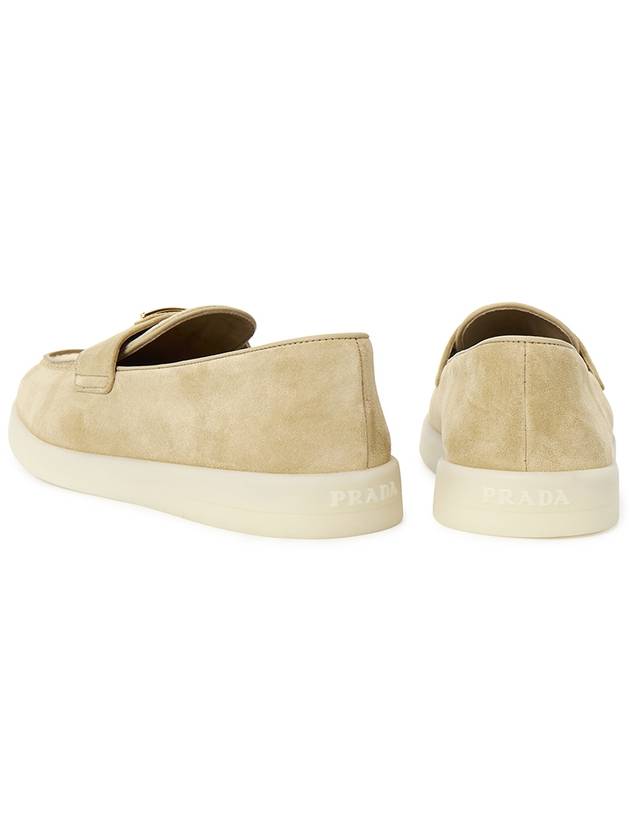 Triangle Logo Suede Leather Loafers Beige - PRADA - BALAAN 7