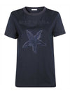 Women's Elgar Cotton Short Sleeve T-Shirt Navy - MAX MARA - BALAAN 1