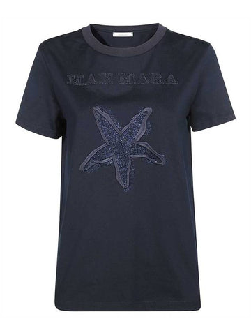 Women's Elgar Cotton Short Sleeve T-Shirt Navy - MAX MARA - BALAAN 1