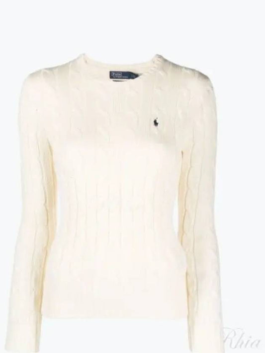 Embroidered Logo Pony Cable Knit Top Cream - POLO RALPH LAUREN - BALAAN 2