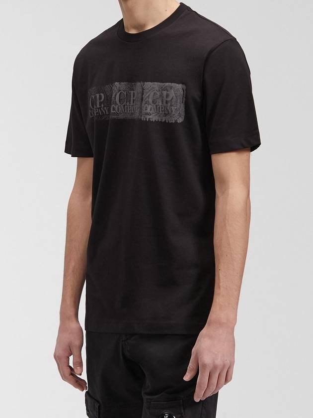 Logo Stamp Printed Short Sleeve T-shirt Black - CP COMPANY - BALAAN 4