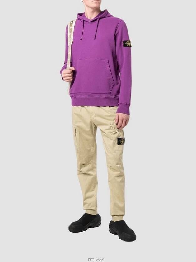 Wappen Patch Brushed Cotton Fleece Hoodie Violet - STONE ISLAND - BALAAN 3