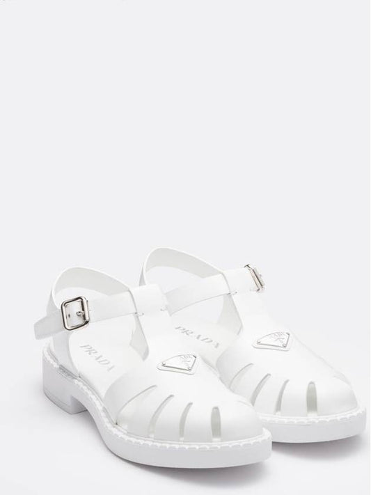 Brushed Leather Fisherman Sandals White - PRADA - BALAAN 2