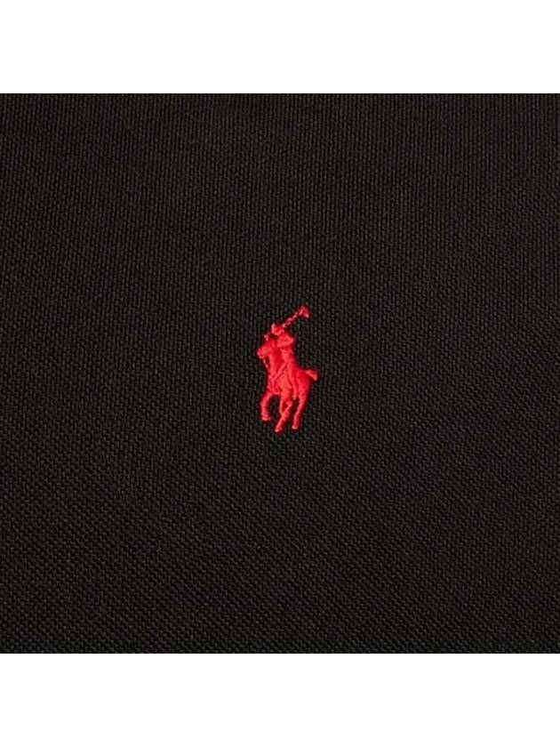 Embroidered Logo Slim Fit Polo Shirt Black - POLO RALPH LAUREN - BALAAN 5