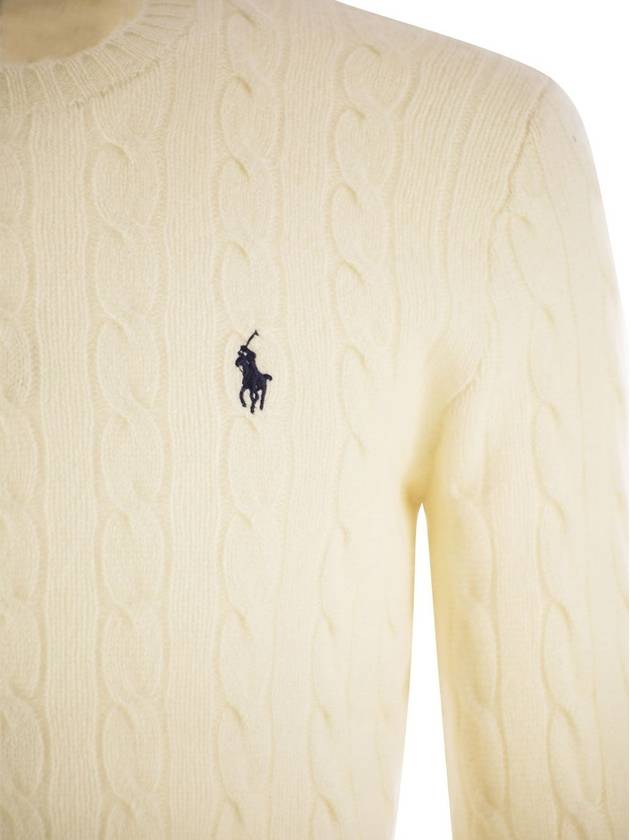 Embroid Logo Cable Knit Top Cream - POLO RALPH LAUREN - BALAAN 5