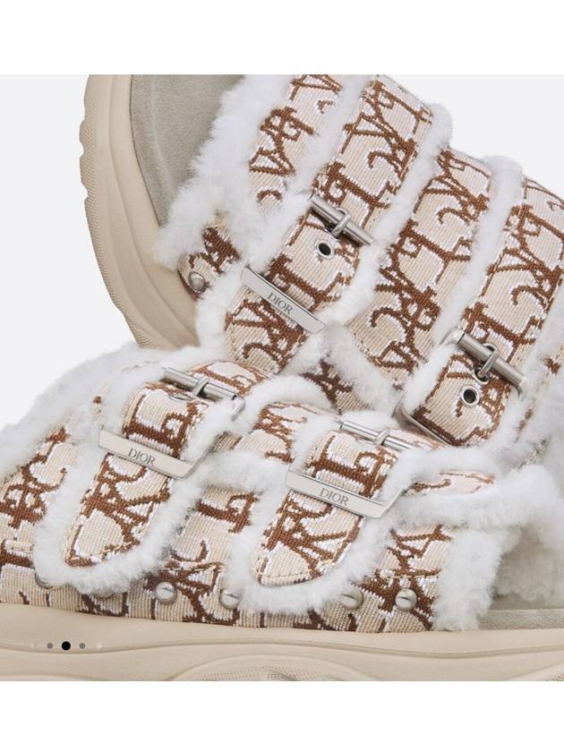 H Town Shearling Oblique Jacquard Sandals Cream - DIOR - BALAAN 7