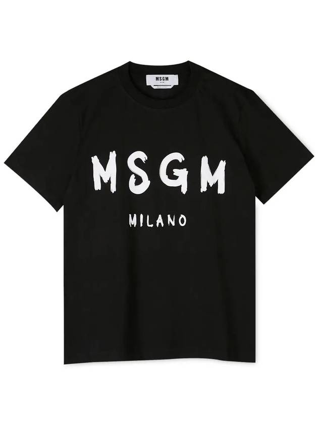 Brushed Logo Short Sleeve T-Shirt Black - MSGM - BALAAN 4