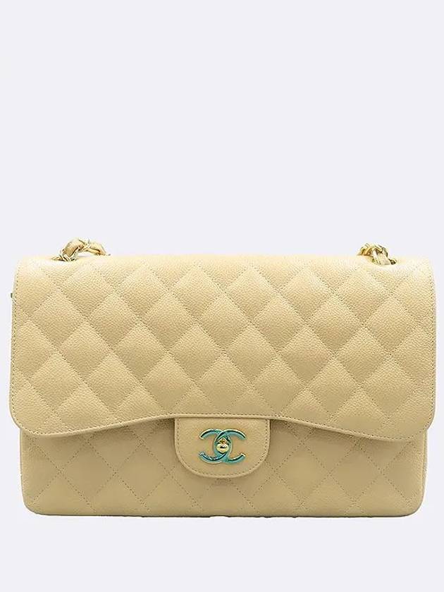 Unused A58600 Beige Caviar Classic Jumbo Large Gold Chain Shoulder Bag - CHANEL - BALAAN 2