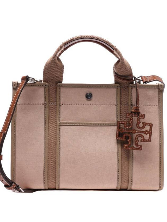 Small Twill Tory Tote Bag Beige - TORY BURCH - BALAAN 2