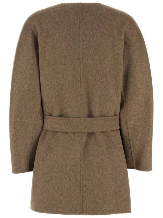 Albata Crew Neck Belt Single Coat Brown - MAX MARA - BALAAN 3