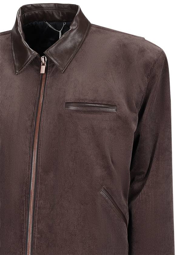 LEATHER-TRIM CORDUROY BOMBER JACKET - MAGDA BUTRYM - BALAAN 3