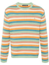 Face Logo Applique Striped Knit Top - ACNE STUDIOS - BALAAN 1