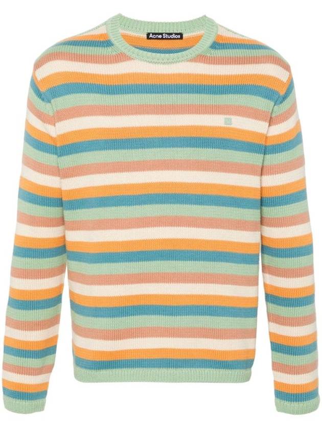 Face Logo Applique Striped Knit Top - ACNE STUDIOS - BALAAN 1