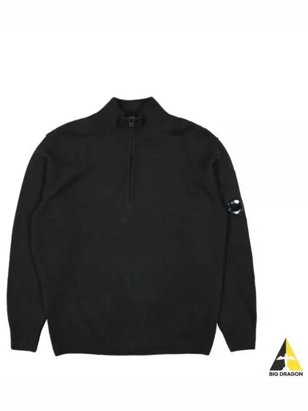 Lambswool GRS Half Zipped Knit Top Black - CP COMPANY - BALAAN 2