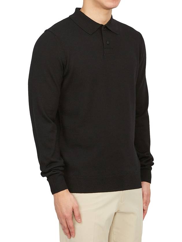 Men's Jerry Wool Long Sleeve Polo Shirt Black - A.P.C. - BALAAN 4