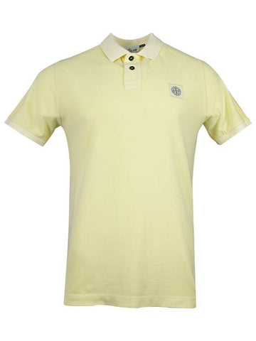 Men's Logo Patch Short Sleeve PK Shirt Yellow - STONE ISLAND - BALAAN.