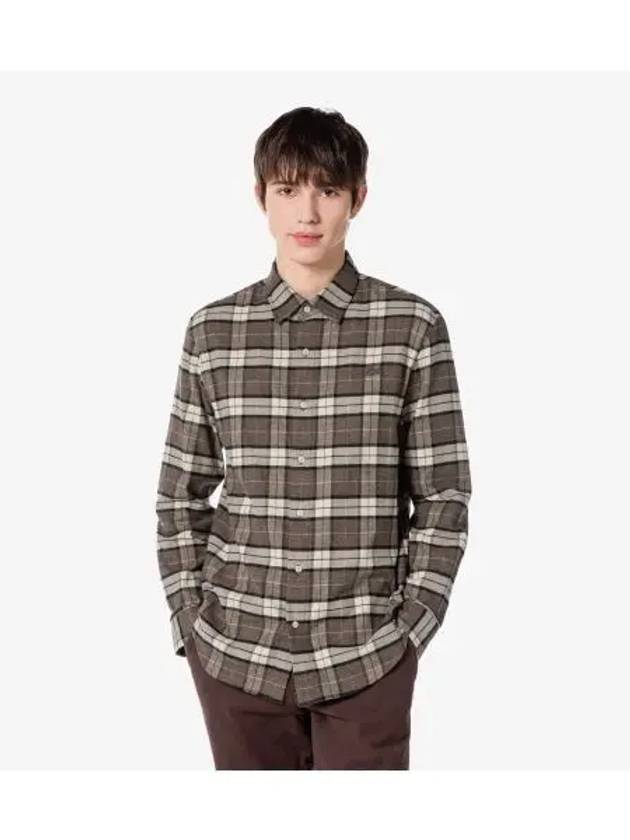 Men s Flannel Big Check Shirt Light Brown - LACOSTE - BALAAN 1