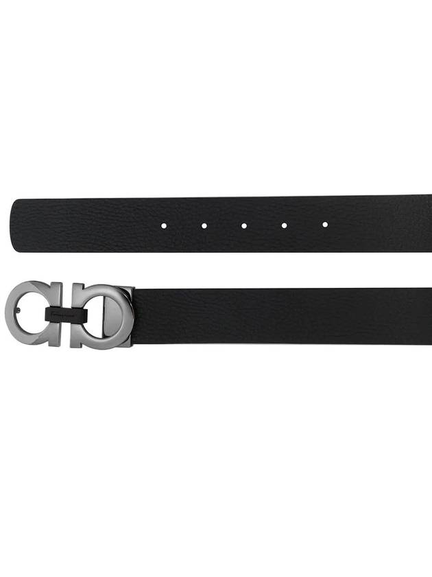 Reversible Gancini Belt Black Hickory - SALVATORE FERRAGAMO - BALAAN 4