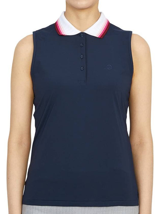 Women's Pleated Collar Silky Sleeveless Polo - G/FORE - BALAAN 2