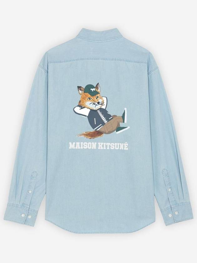 Chillax Relaxed Fit Long Sleeve Shirt Blue - MAISON KITSUNE - BALAAN 3