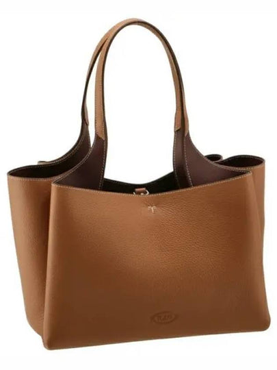 Logo Leather Medium Tote Bag Brown - TOD'S - BALAAN 2