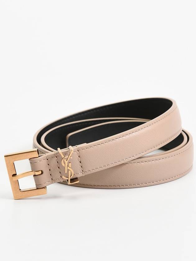 Monogram Square Leather Belt Beige - SAINT LAURENT - BALAAN 2