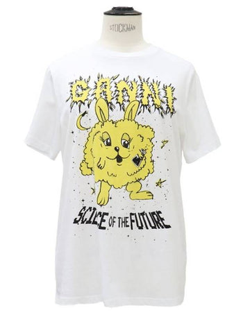 yellow rabbit graphic short sleeve t-shirt - GANNI - BALAAN 1