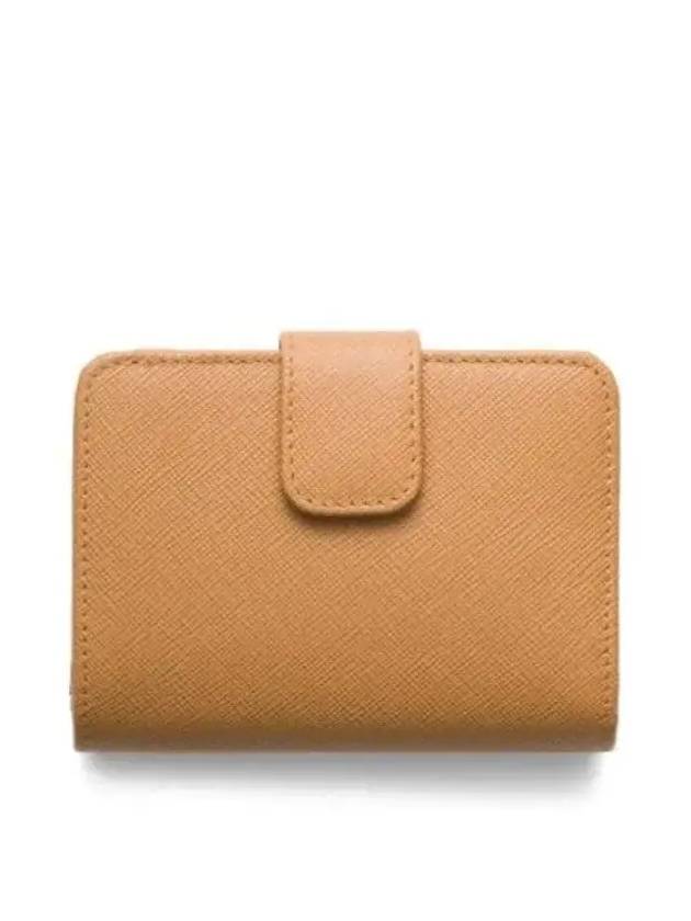 Small Saffiano Leather Half Wallet Natural - PRADA - BALAAN 3