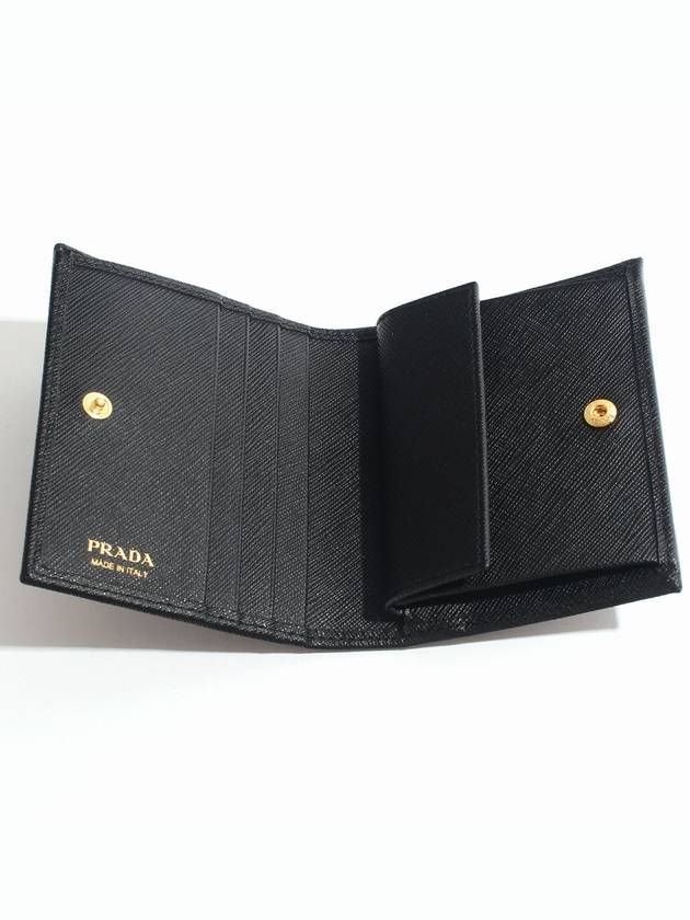 Gold Hardware Triangle Logo Saffiano Half Wallet Black - PRADA - BALAAN 4