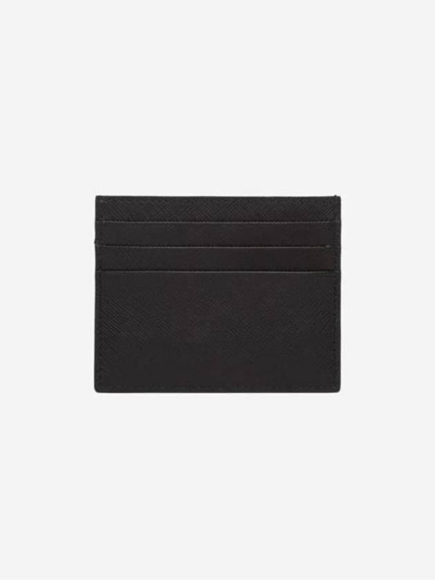 Prada Saffiano Triangle Logo Silver Card Wallet Black - PRADA - BALAAN 3