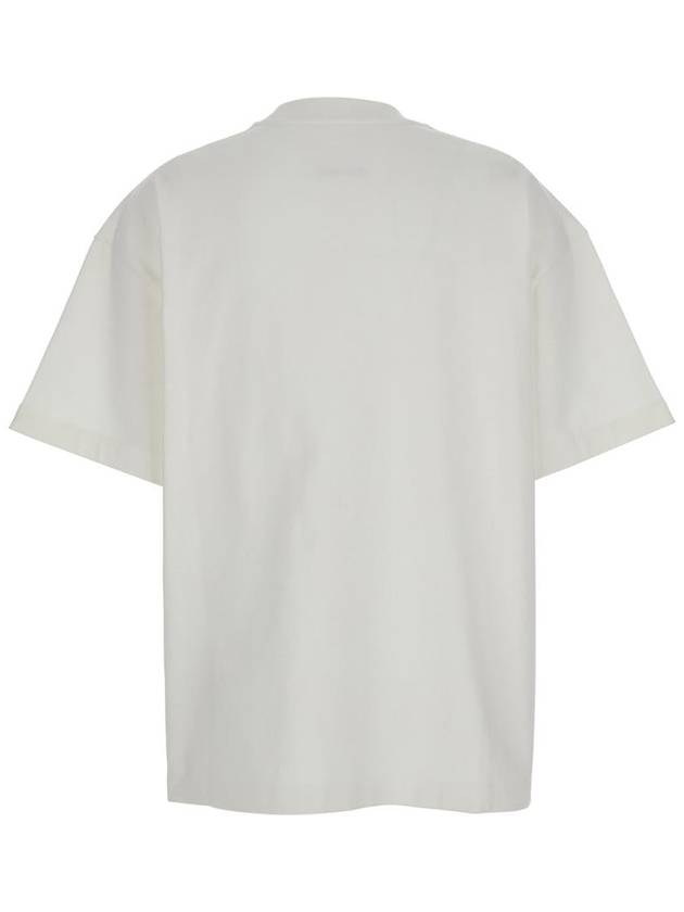 White Crewneck T-Shirt With Tonal Logo Print On The Front In Cotton Woman - JIL SANDER - BALAAN 2