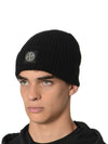 Logo Patch Rib Wool Beanie Dark Navy - STONE ISLAND - BALAAN 2