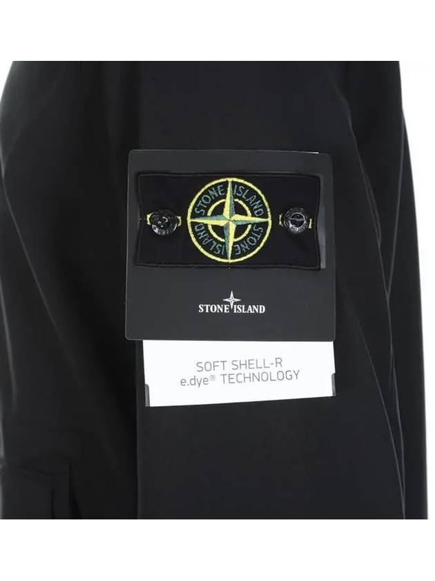 Men's Wappen Patch Softshell Zip Up Hoodie Black - STONE ISLAND - BALAAN 6