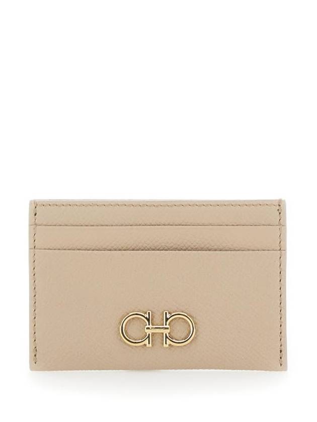 Gancini Card Wallet Beige - SALVATORE FERRAGAMO - BALAAN 1